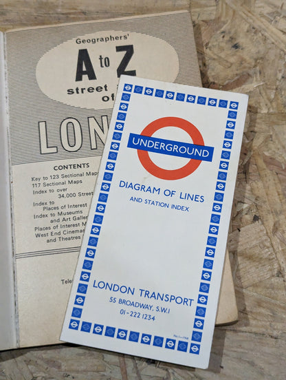 1968 London A to Z Atlas and Street Index Underground Map London Transport