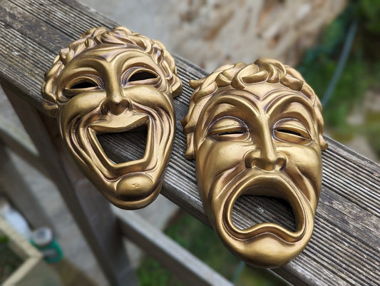 Tragedy and Comedy Dickson Japan Plaster Masks Gold