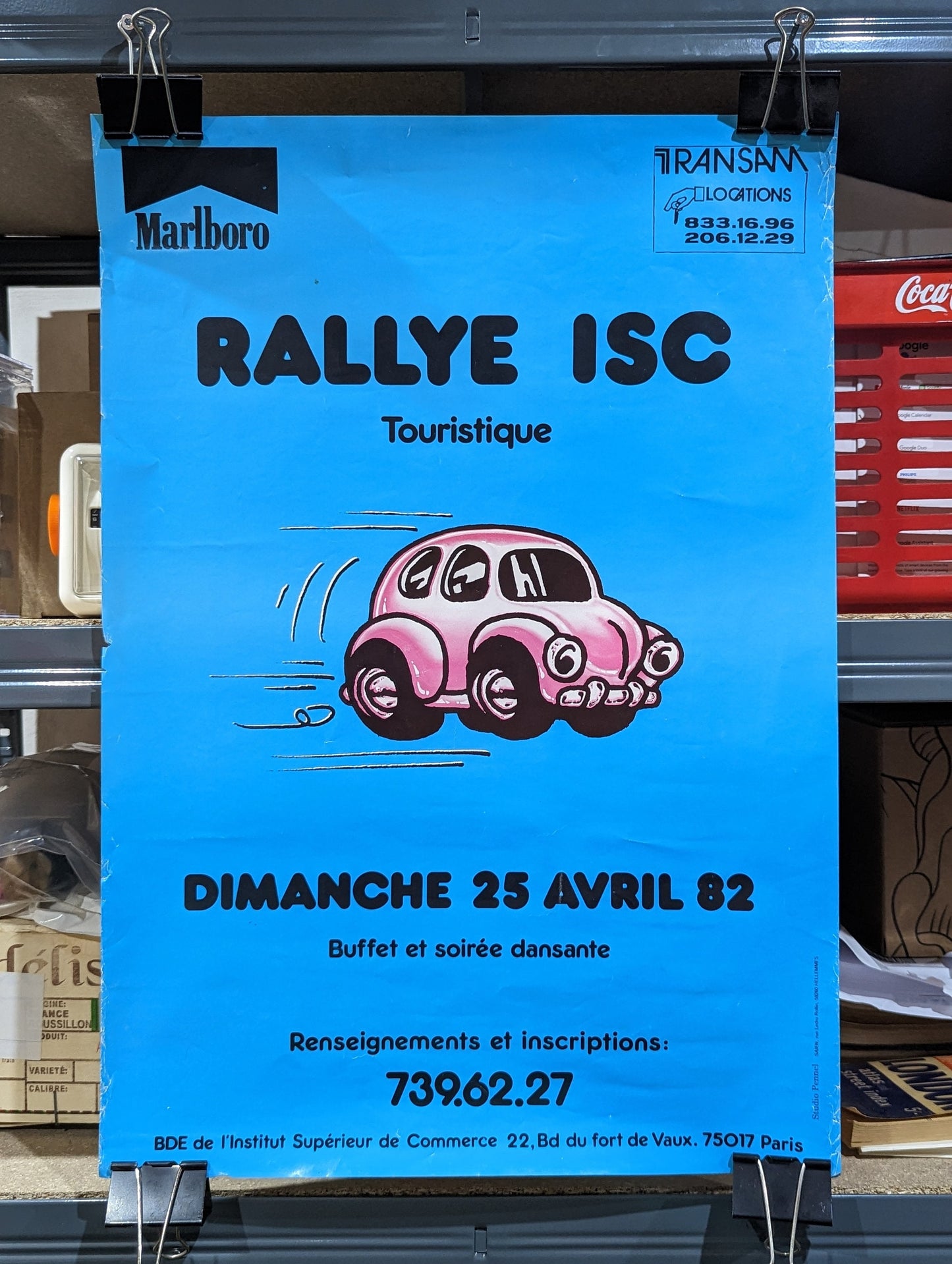 Marlboro Rallye ISC Touristique Paris Poster VW Beetle 25 Avril April 1982