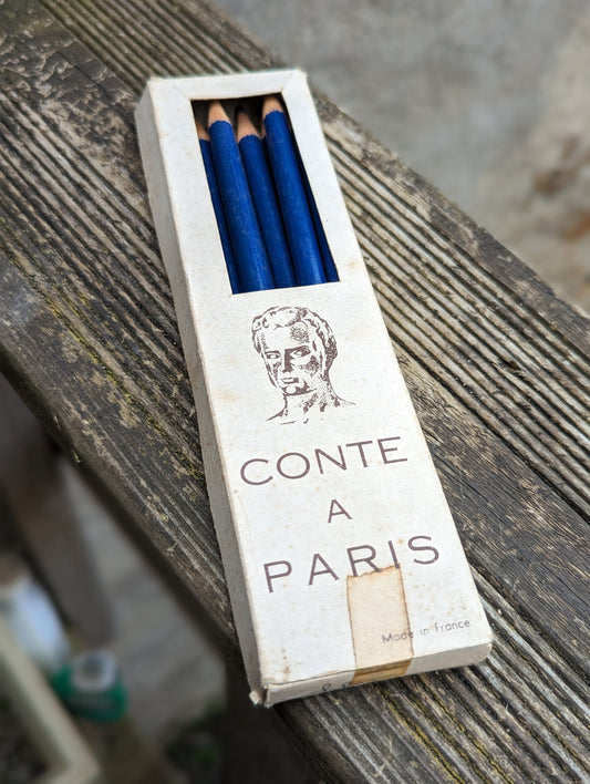 9 Conte a Paris Blue Sketch Pencils Vintage Old Stock