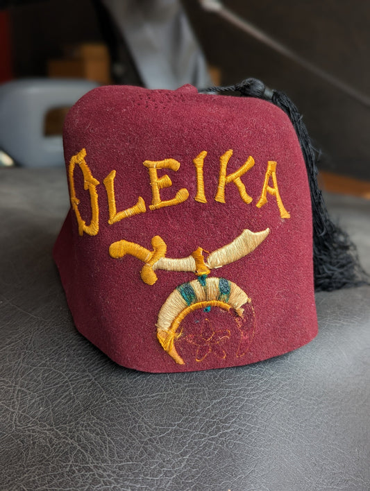 Vintage Fez Oleika Hat with Box Masonic Pettibone USA